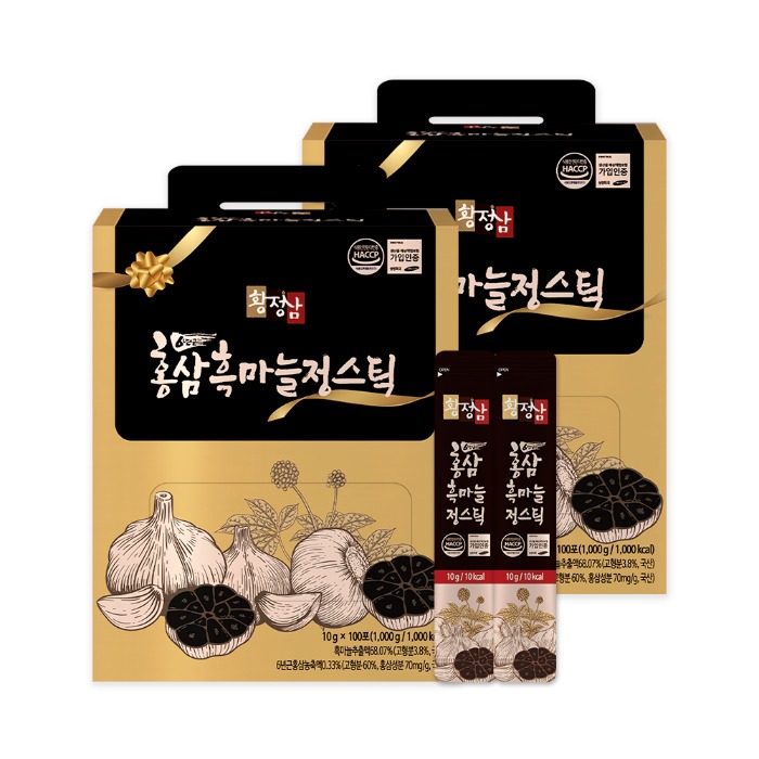 황정삼 홍삼 흑마늘정 스틱 2박스 200포 실속구성
